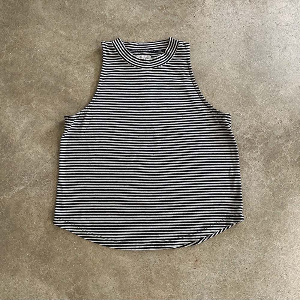 Madewell Striped Sleeveless Top - Black and White